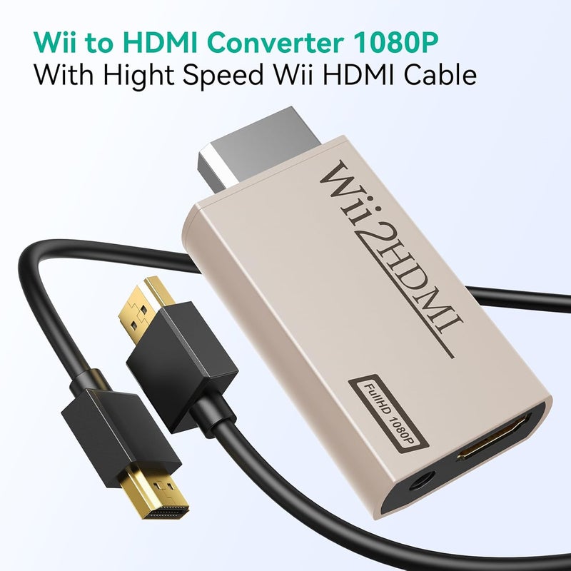 GANA Wii to HDMI Converter Adapter with Hdmi Cable Connect Wii Console to HDMI Display in 1080p Output Video with 3.5mm Audio Supports All Wii Display Modes Khaki - Image 3